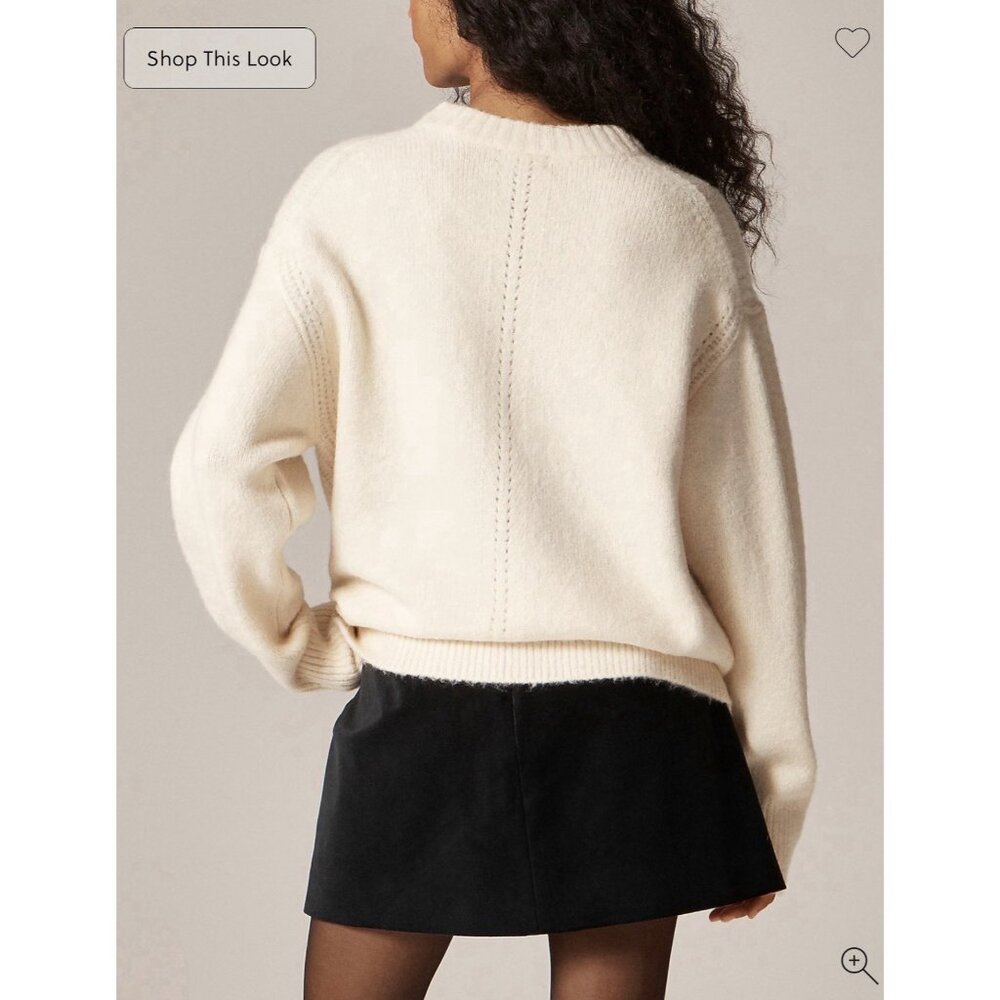 J.Crew Womens Relaxed Bow Print Crewneck Pullover Small Cream Knit Coquette NWT - Picture 3 of 14